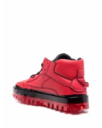 rote und schwarze Leder niedrige Sneakers von Oxs Rubber Soul