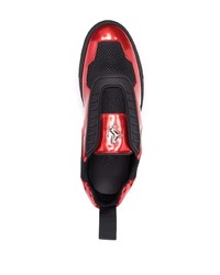rote und schwarze Leder niedrige Sneakers von Ferrari