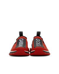rote und schwarze niedrige Sneakers von Dolce and Gabbana
