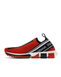 rote und schwarze niedrige Sneakers von Dolce and Gabbana