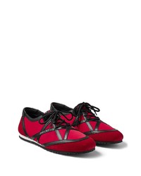 rote und schwarze Segeltuch niedrige Sneakers von Jimmy Choo