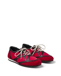 rote und schwarze Segeltuch niedrige Sneakers von Jimmy Choo