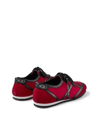 rote und schwarze Segeltuch niedrige Sneakers von Jimmy Choo
