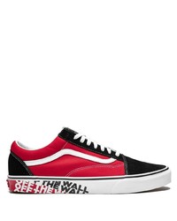 rote und schwarze Segeltuch niedrige Sneakers von Vans