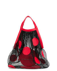 rote und schwarze Shopper Tasche aus Segeltuch