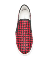 rote und schwarze Slip-On Sneakers von Bottega Veneta