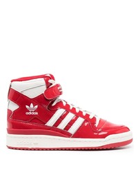 rote und weiße hohe Sneakers aus Leder von adidas
