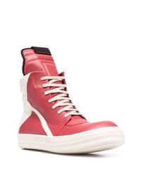 rote und weiße hohe Sneakers aus Leder von Rick Owens