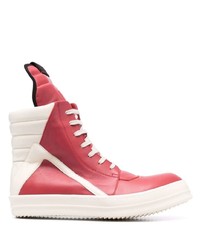 rote und weiße hohe Sneakers aus Leder von Rick Owens