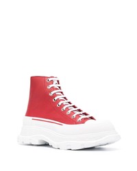 rote und weiße hohe Sneakers aus Leder von Alexander McQueen