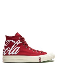 rote und weiße hohe Sneakers aus Segeltuch von Converse