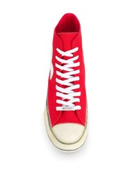 rote und weiße hohe Sneakers aus Segeltuch von Palm Angels