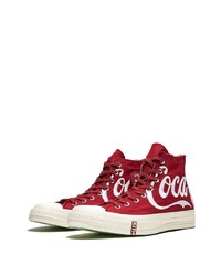 rote und weiße hohe Sneakers aus Segeltuch von Converse