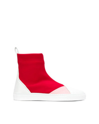 rote und weiße hohe Sneakers von Cédric Charlier