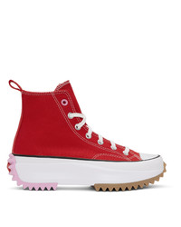 rote und weiße hohe Sneakers von Converse