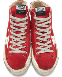 rote und weiße hohe Sneakers von Golden Goose