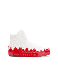 rote und weiße hohe Sneakers von Philipp Plein