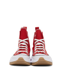 rote und weiße hohe Sneakers von Converse