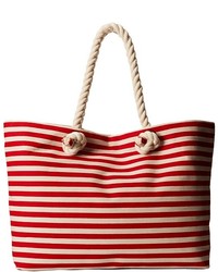 rote und weiße horizontal gestreifte Shopper Tasche aus Segeltuch