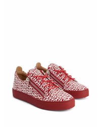 rote und weiße Leder niedrige Sneakers von Giuseppe Zanotti