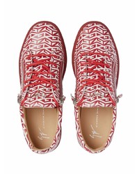 rote und weiße Leder niedrige Sneakers von Giuseppe Zanotti