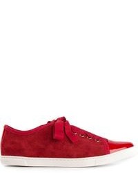 rote und weiße niedrige Sneakers von Lanvin