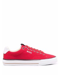 rote und weiße Segeltuch niedrige Sneakers von BOSS