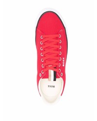 rote und weiße Segeltuch niedrige Sneakers von BOSS