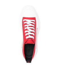 rote und weiße Segeltuch niedrige Sneakers von Alexander McQueen