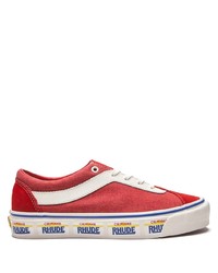rote und weiße Segeltuch niedrige Sneakers von Vans