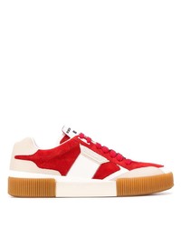 rote und weiße Wildleder niedrige Sneakers von Dolce & Gabbana