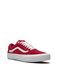 rote und weiße Wildleder niedrige Sneakers von Vans