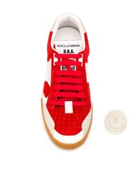 rote und weiße Wildleder niedrige Sneakers von Dolce & Gabbana