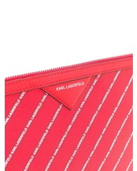 rote vertikal gestreifte Leder Clutch von Karl Lagerfeld