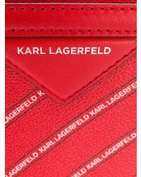 rote vertikal gestreifte Leder Clutch von Karl Lagerfeld