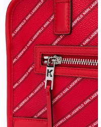 rote vertikal gestreifte Leder Umhängetasche von Karl Lagerfeld