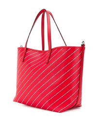 rote vertikal gestreifte Shopper Tasche aus Leder von Karl Lagerfeld