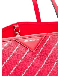 rote vertikal gestreifte Shopper Tasche aus Leder von Karl Lagerfeld