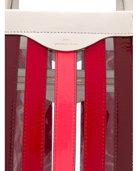 rote vertikal gestreifte Shopper Tasche aus Leder von Anya Hindmarch