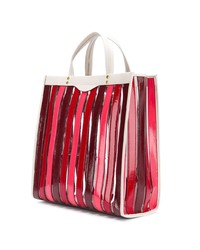 rote vertikal gestreifte Shopper Tasche aus Leder von Anya Hindmarch