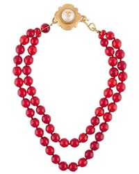 rote Perlen Halskette von Chanel