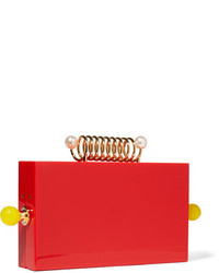 rote verzierte Clutch von Charlotte Olympia