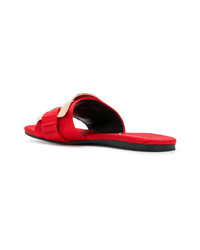 rote verzierte flache Sandalen aus Satin von Stella Luna