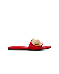 rote verzierte flache Sandalen aus Satin von Stella Luna
