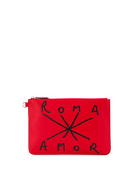rote verzierte Leder Clutch Handtasche von Fendi