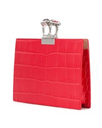 rote verzierte Leder Clutch von Alexander McQueen