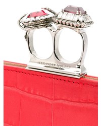 rote verzierte Leder Clutch von Alexander McQueen