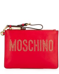 rote verzierte Leder Clutch von Moschino