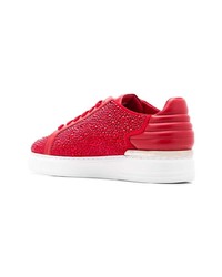 rote verzierte Leder niedrige Sneakers von Philipp Plein