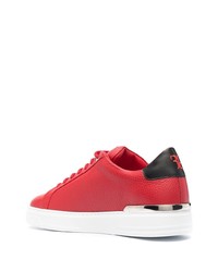 rote verzierte Leder niedrige Sneakers von Billionaire